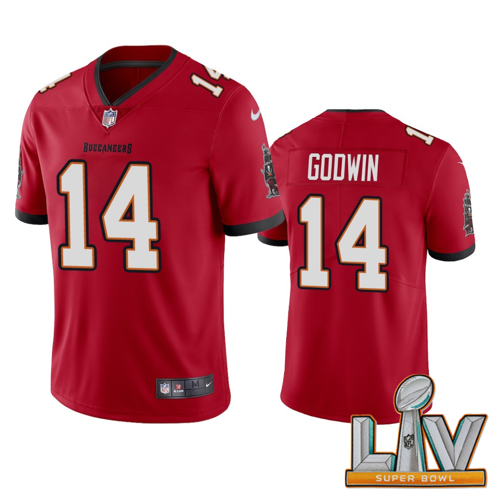 Super Bowl LV 2021 Tampa Bay Buccaneers Men Nike NFL #14 Chris Godwin Red 2020 Vapor Limited Jersey